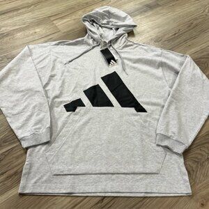 Adidas Essentials Big Logo Single Jersey Hoodie  Pullover Gray Men Medium JE8917